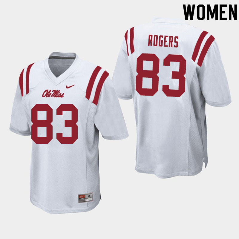 Women #83 Chase Rogers Ole Miss Rebels College Football Jerseys Sale-White - Click Image to Close